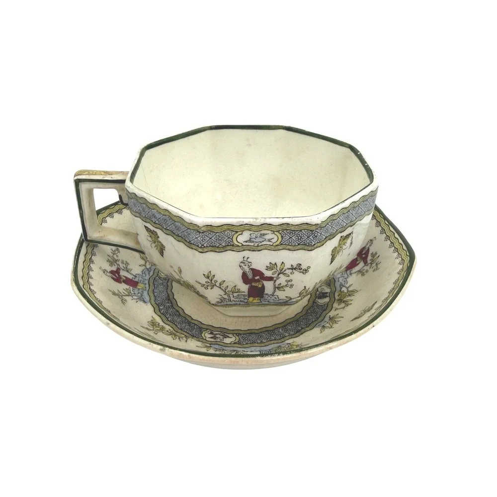 Rare Vintage Royal Doulton Mandarin Teacup Saucer‎ Plate Set 1920s